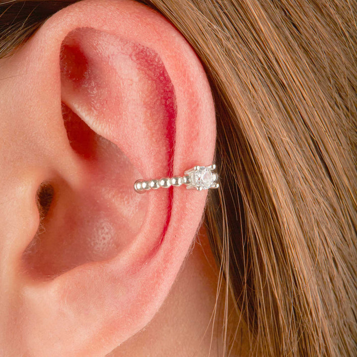 Daelyn Puffy Solid Beads C Form Ear Cuff