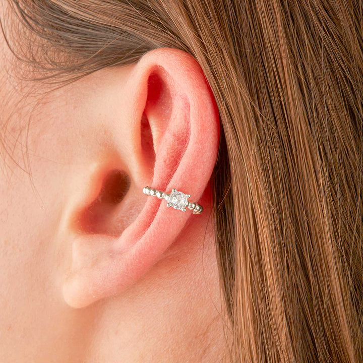 Daelyn Puffy Solid Beads C Form Ear Cuff