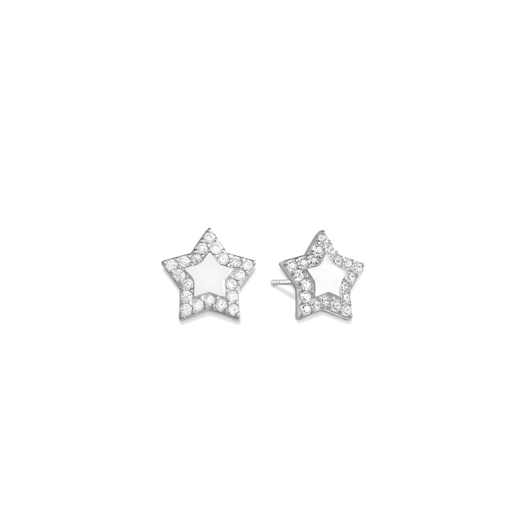 Rigel Double Layer Solid&Pave Star Stud