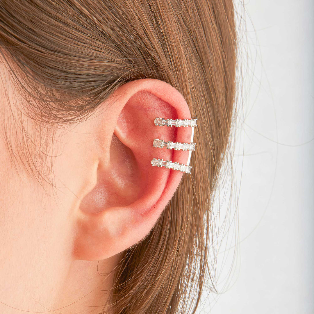 Serra CZ Triple Row C Form Ear Cuff