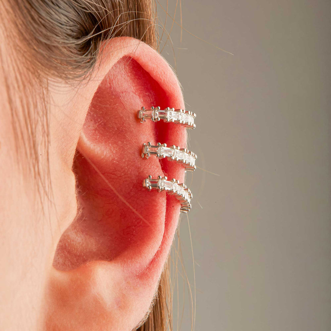 Serra CZ Triple Row C Form Ear Cuff