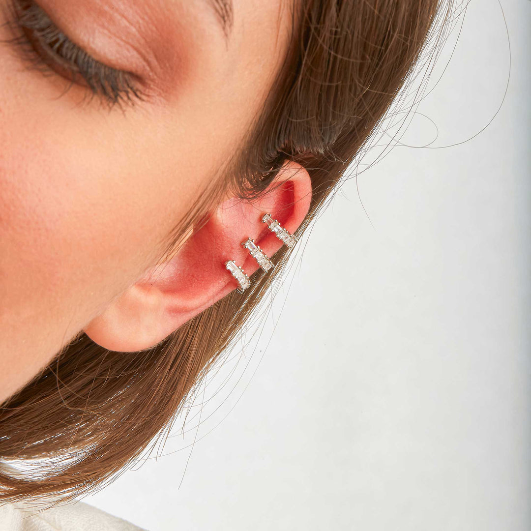 Serra CZ Triple Row C Form Ear Cuff
