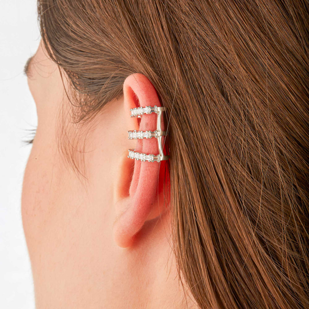 Serra CZ Triple Row C Form Ear Cuff