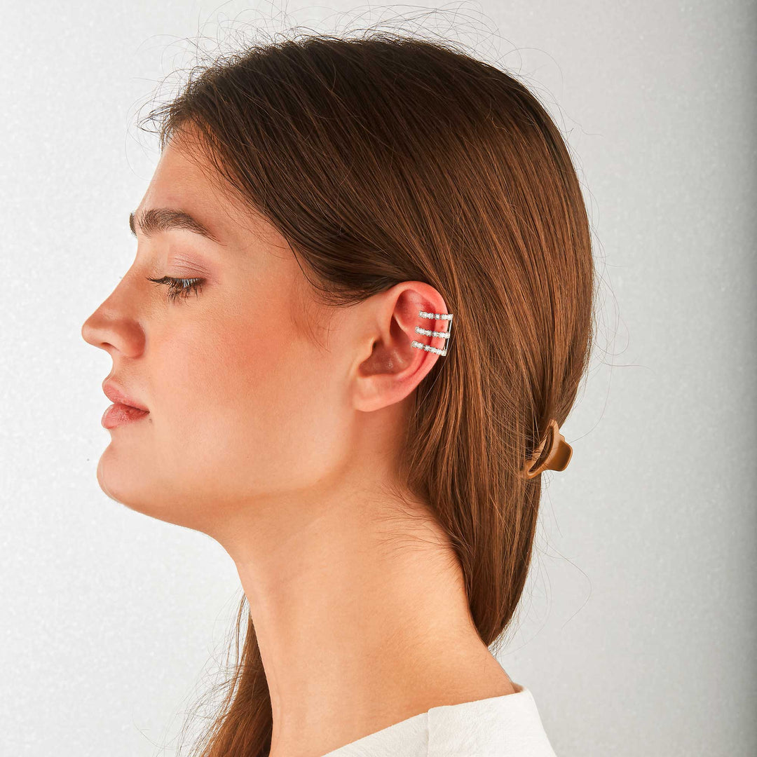 Serra CZ Triple Row C Form Ear Cuff