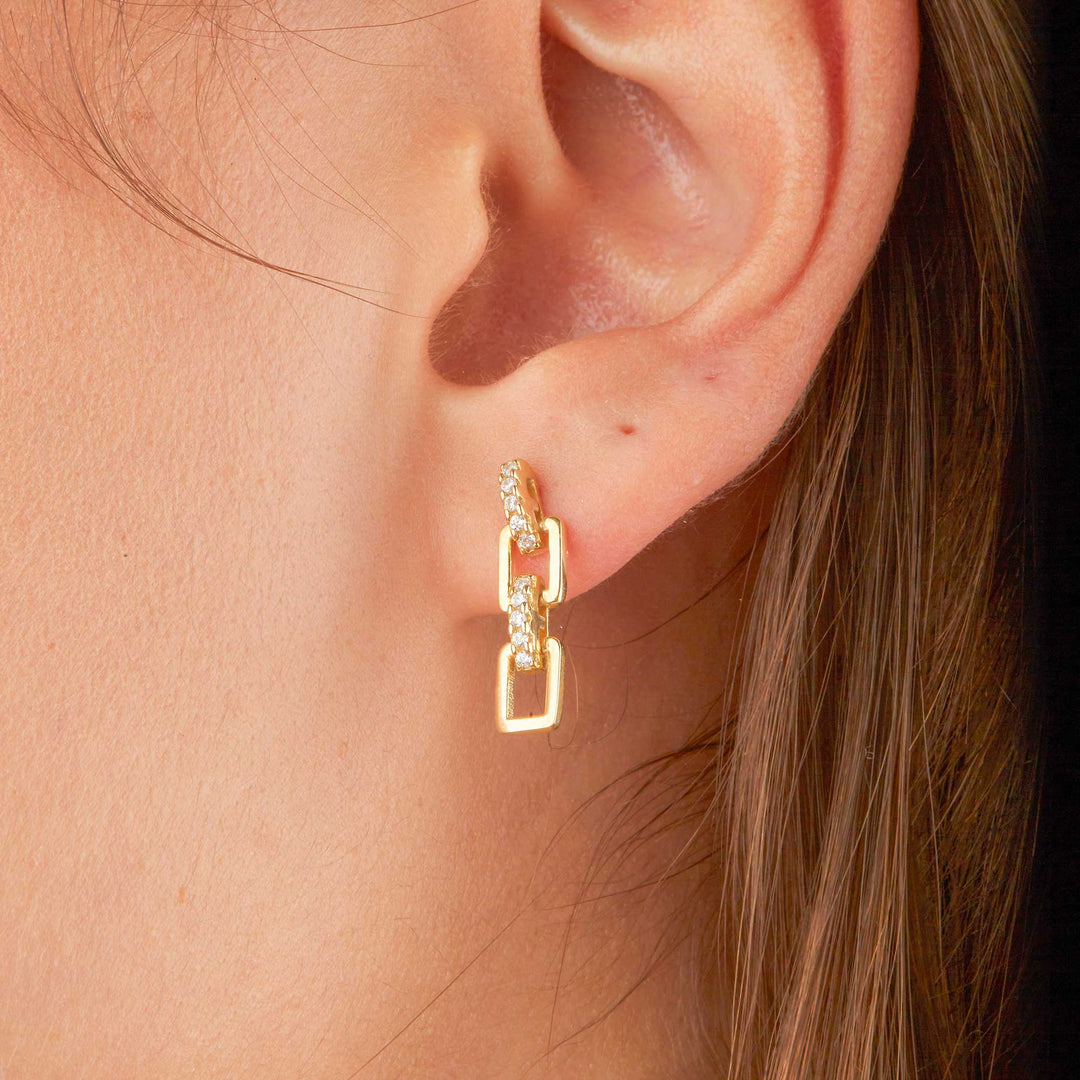 Maya Mini Square Chain Dangling Stud