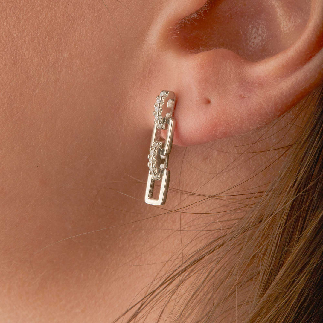 Maya Mini Square Chain Dangling Stud