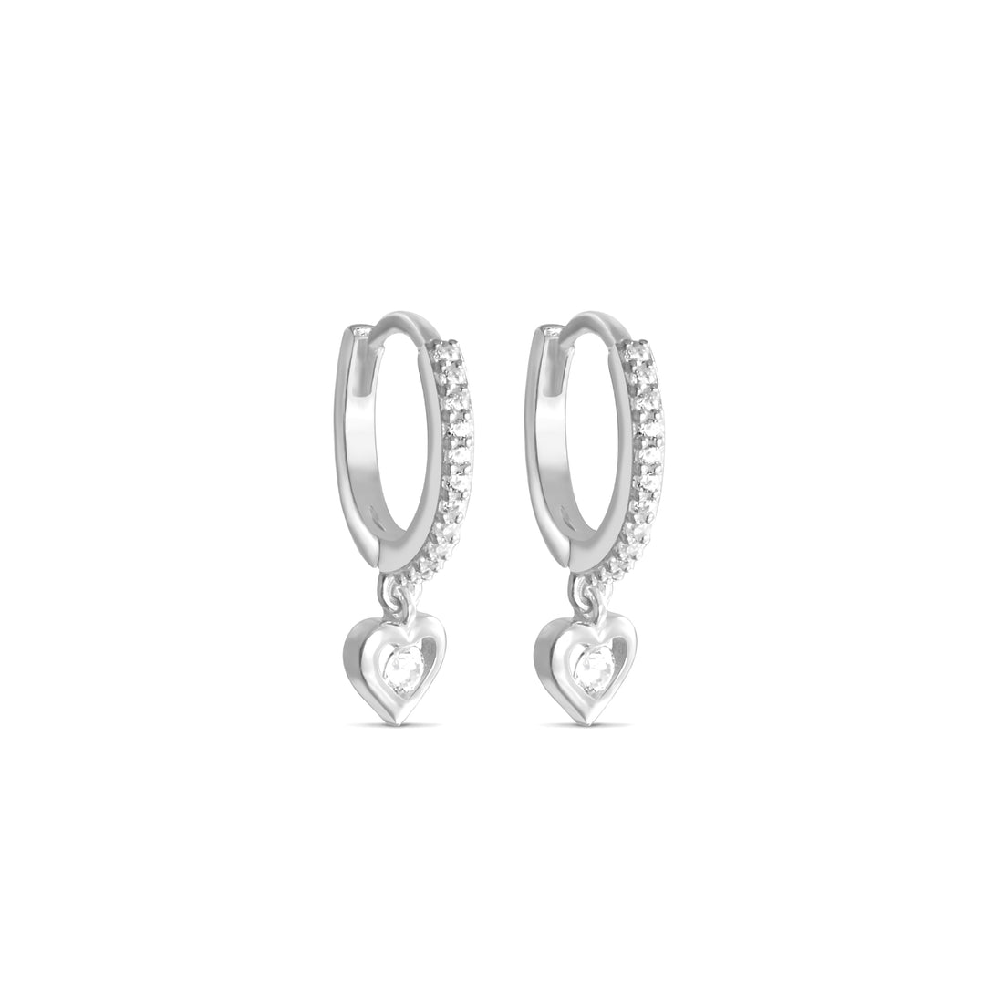 Patricia Heart Charm Hoop Stud Earrings