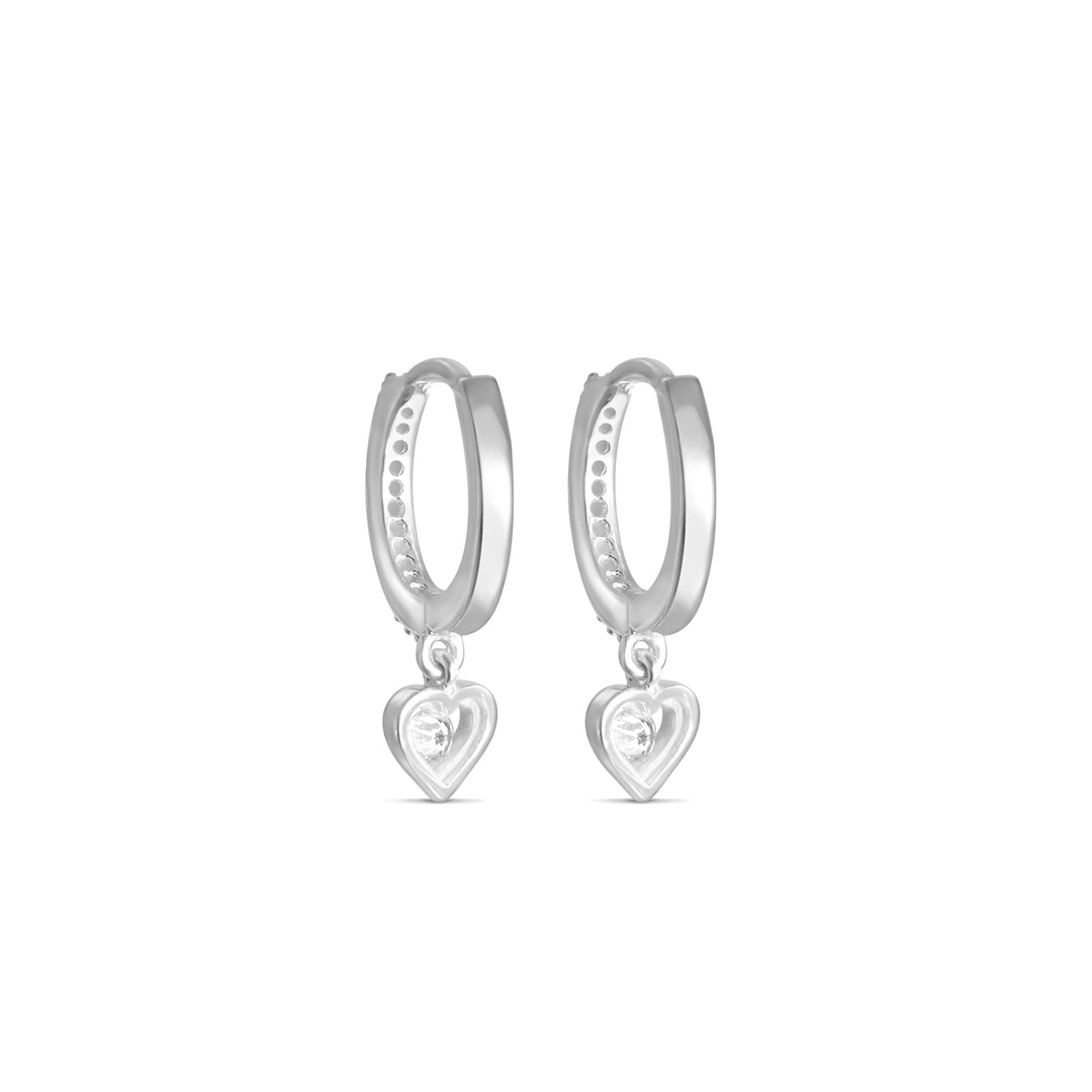 Patricia Heart Charm Hoop Stud Earrings