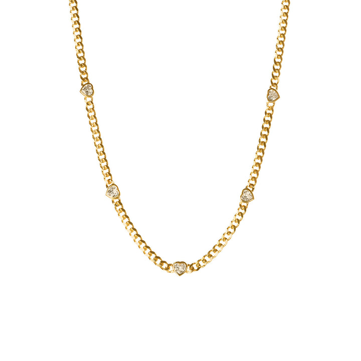 Filiz Heart Shaped Bezel Cuban Chain Choker