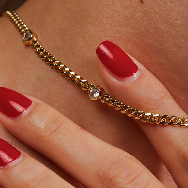 Filiz Heart Shaped Bezel Cuban Chain Choker
