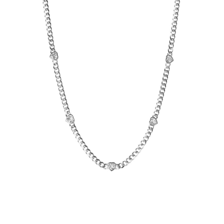 Filiz Heart Shaped Bezel Cuban Chain Choker