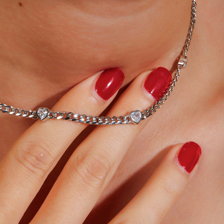 Filiz Heart Shaped Bezel Cuban Chain Choker