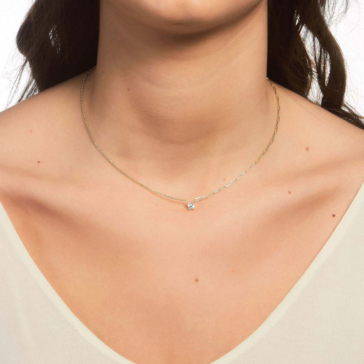 Munira CZ Solitare Paperclip Necklace