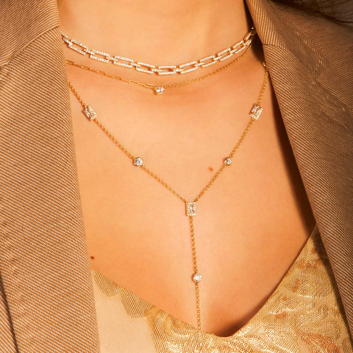 Munira CZ Solitare Paperclip Necklace