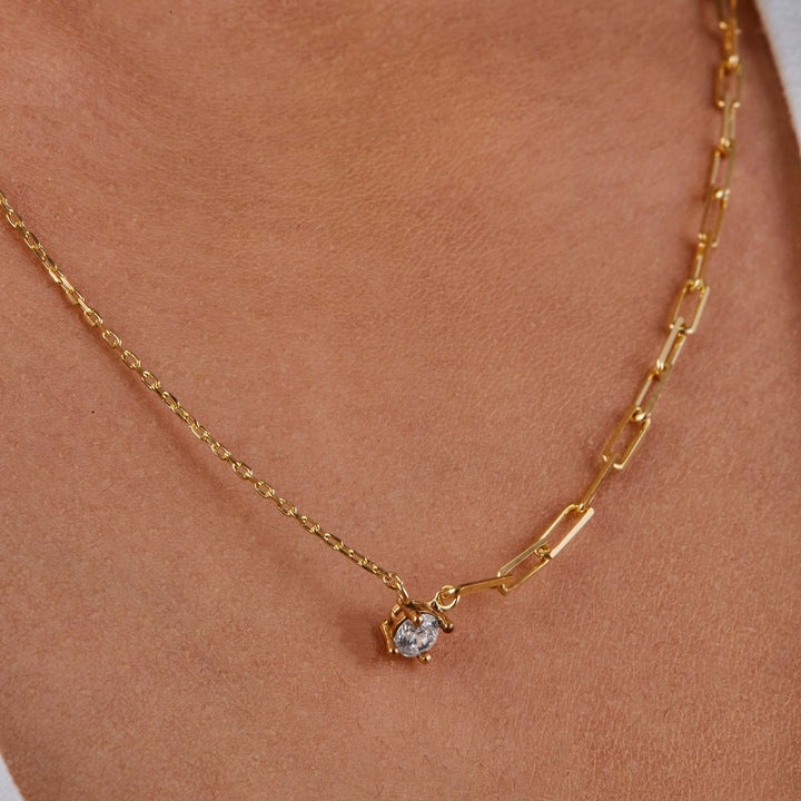 Munira CZ Solitare Paperclip Necklace