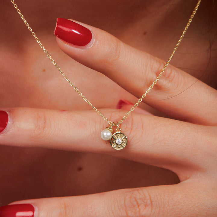 Tatum Mini Pearl Double Pendant Necklace