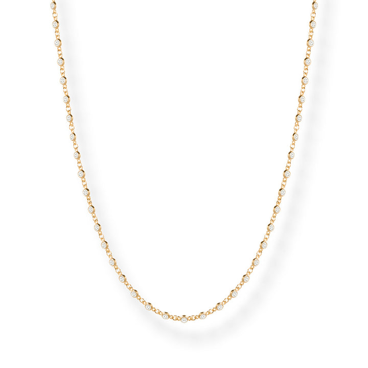 Damla Mini CZ Bezel Chain Choker Necklace