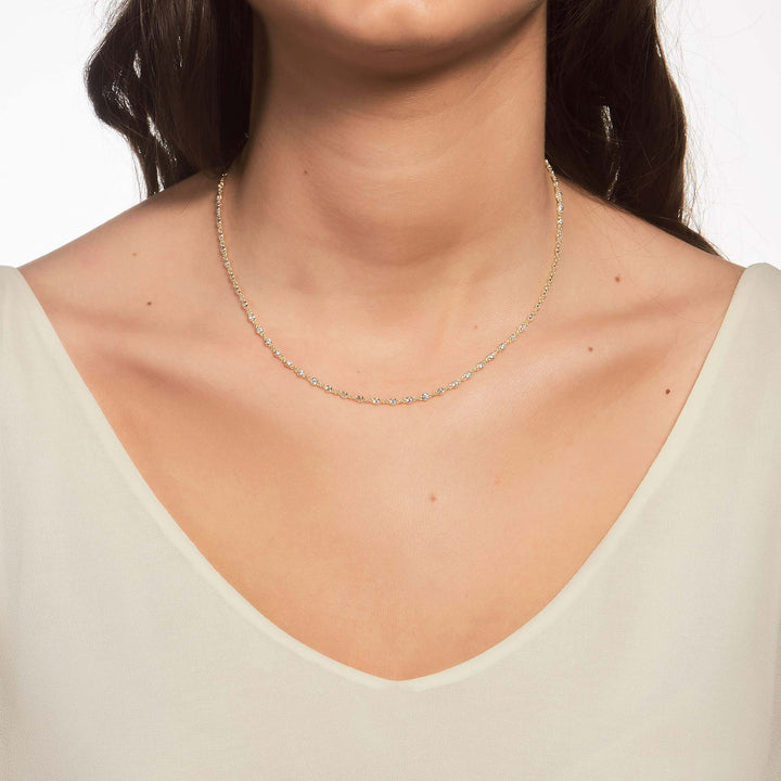 Damla Mini CZ Bezel Chain Choker Necklace