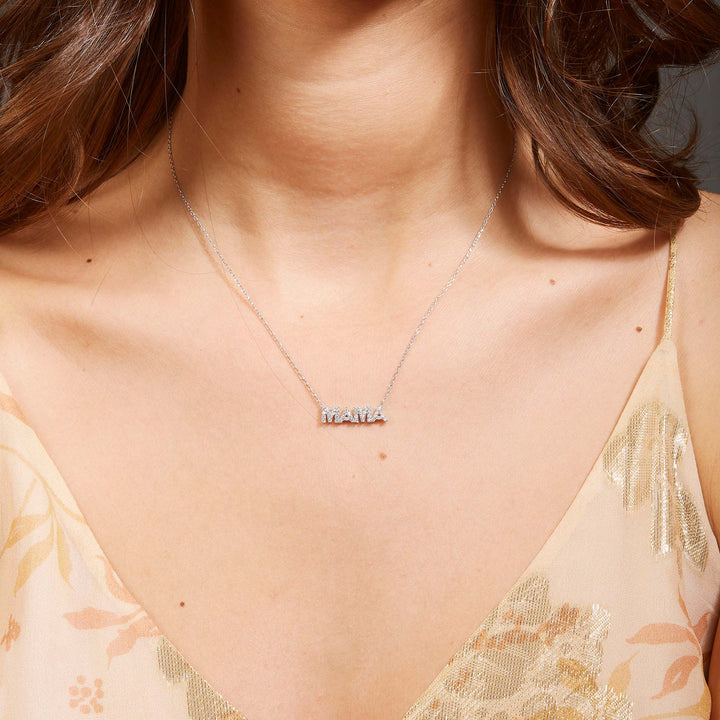 Mama Pave Nameplate Necklace