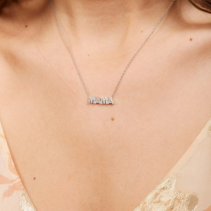 Mama Pave Nameplate Necklace