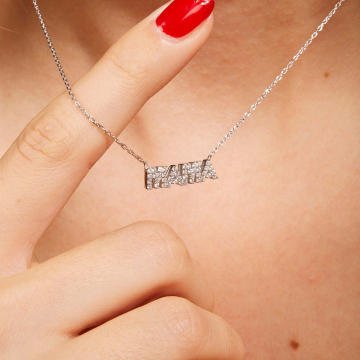 Mama Pave Nameplate Necklace