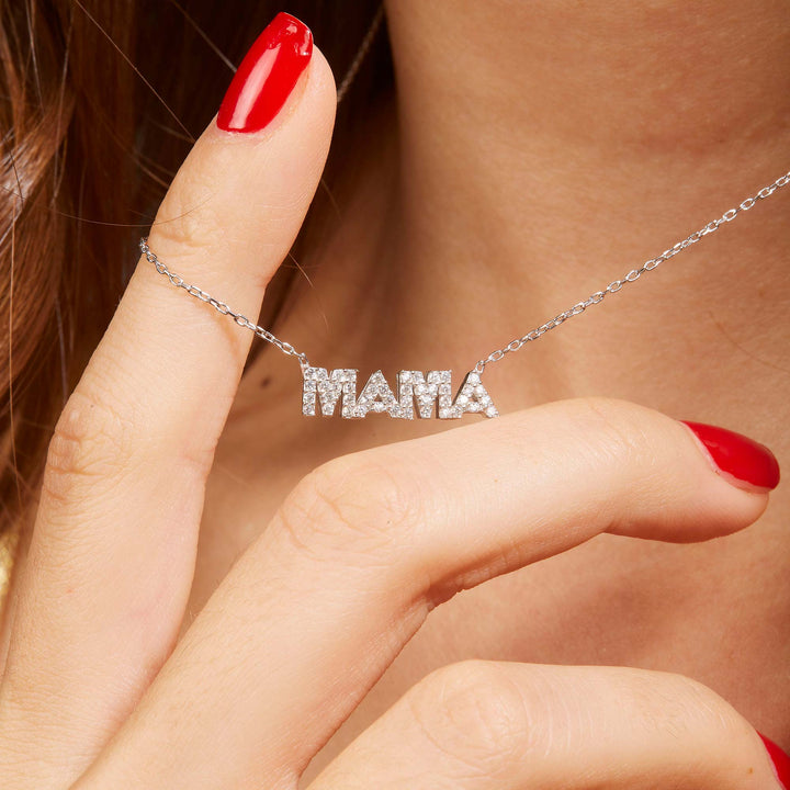 Mama Pave Nameplate Necklace