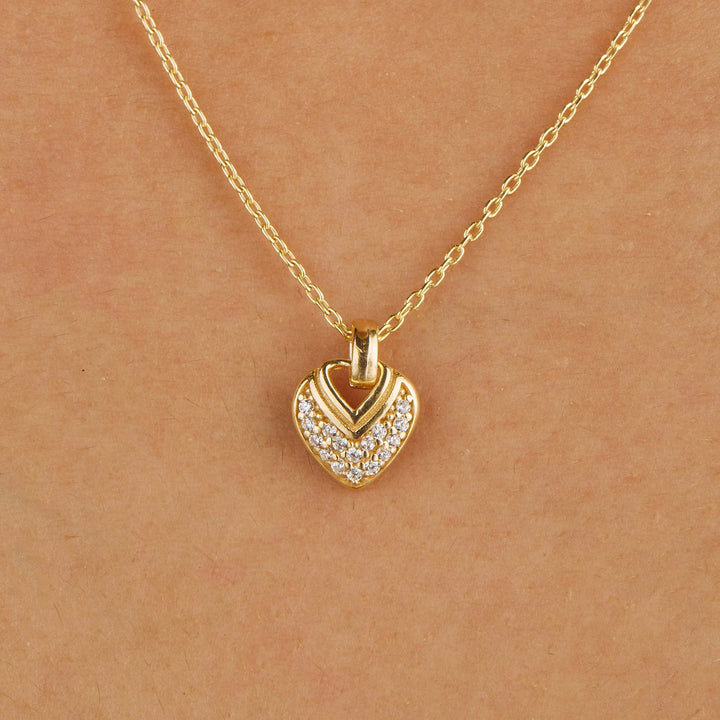 Mels Mini Heart Pave Pendant Necklace