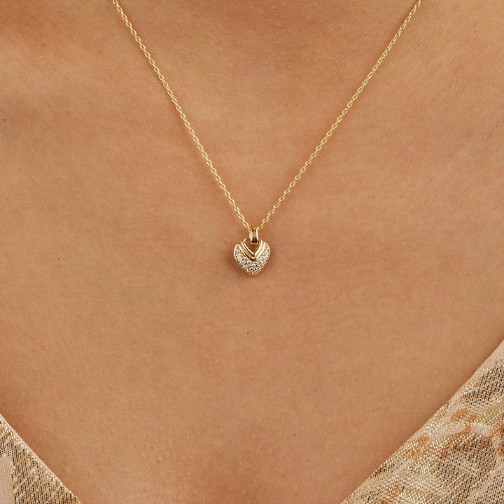 Mels Mini Heart Pave Pendant Necklace