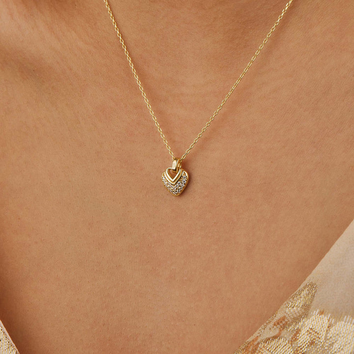 Mels Mini Heart Pave Pendant Necklace