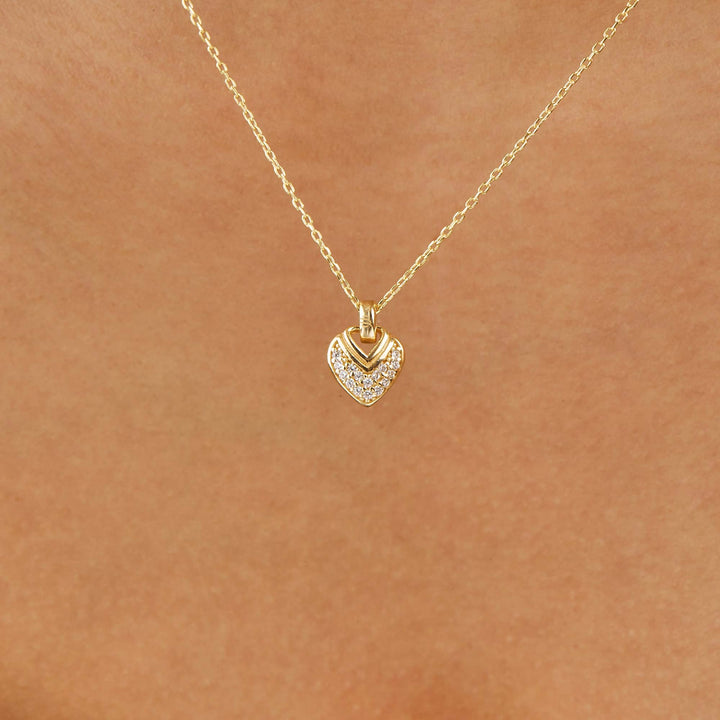 Mels Mini Heart Pave Pendant Necklace