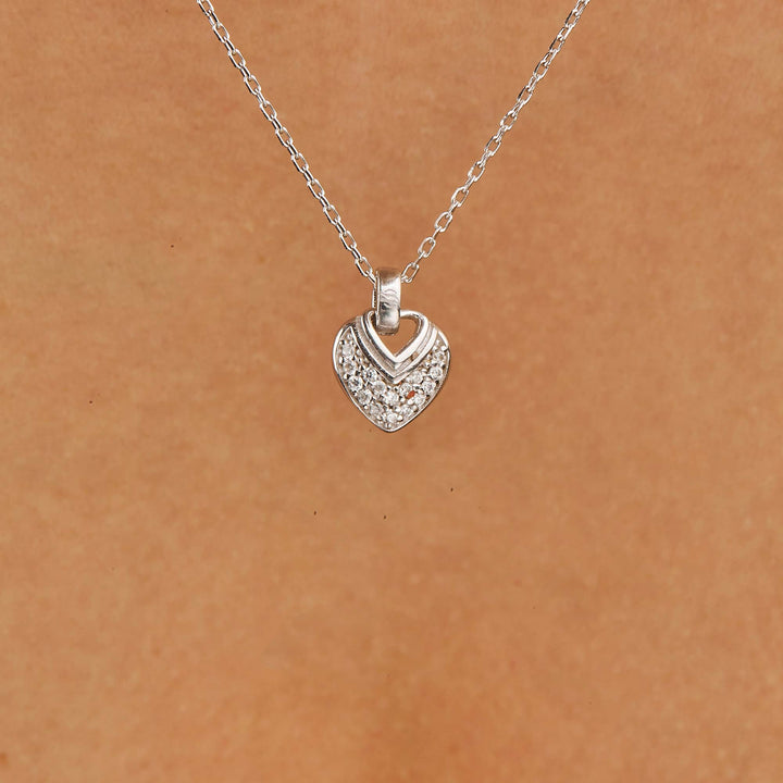 Mels Mini Heart Pave Pendant Necklace