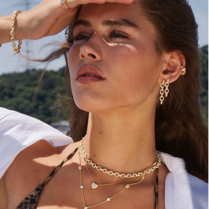 Luna Taşlı Zincir Choker Kolye