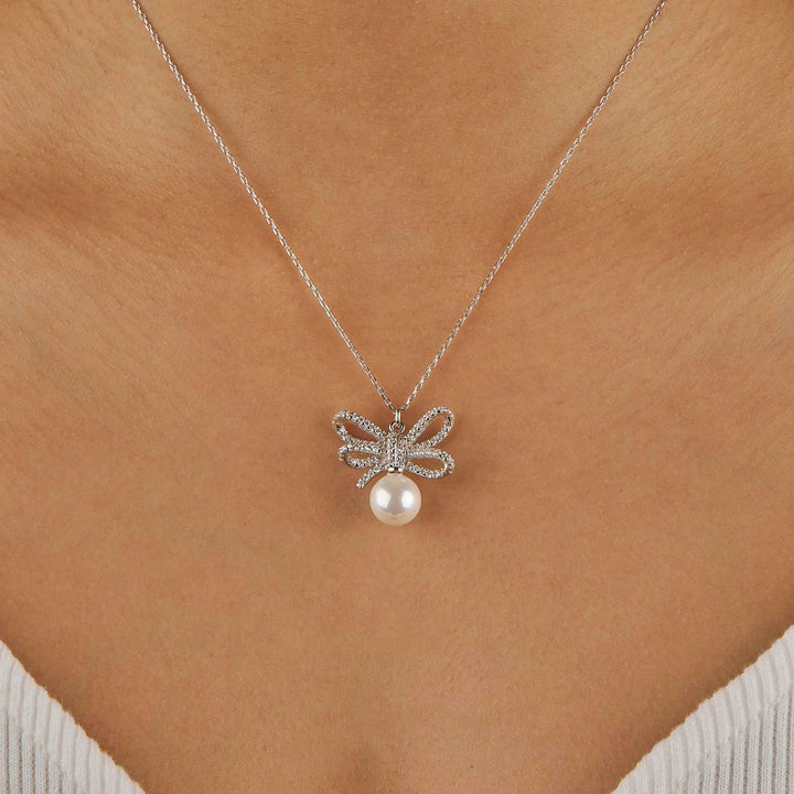 Ribbon Pave Pendant Necklace