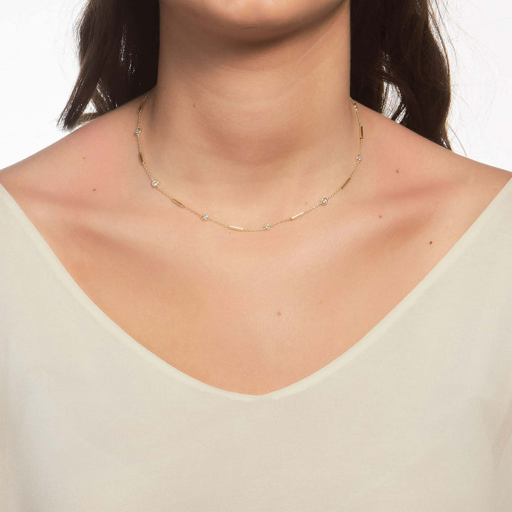 Jale CZ Bezel Bar Chain Necklace