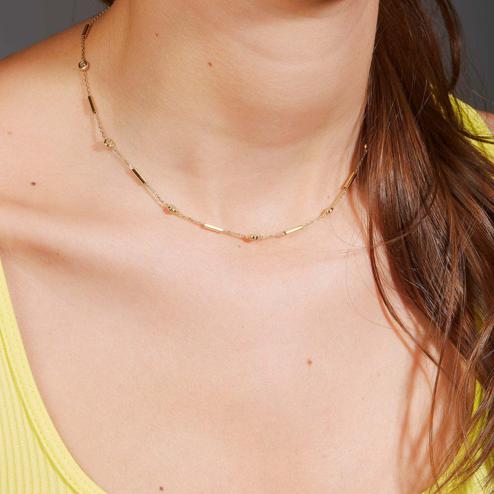 Jale CZ Bezel Bar Chain Necklace