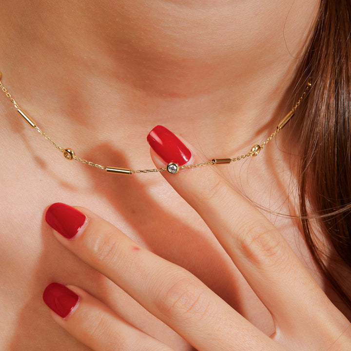 Jale CZ Bezel Bar Chain Necklace