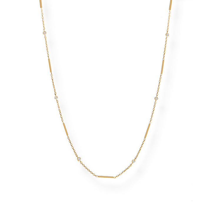 Tahira CZ Bezel Bar Chain Necklace