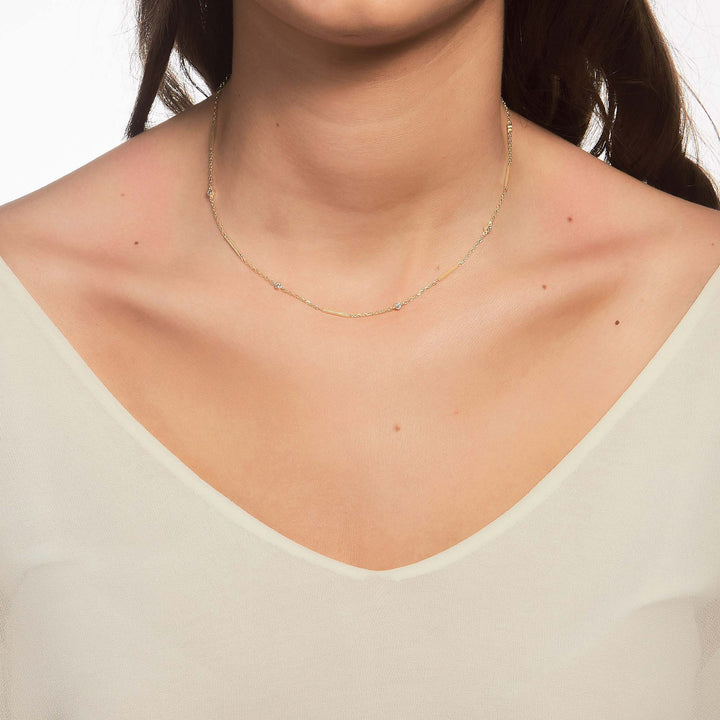 Tahira CZ Bezel Bar Chain Necklace