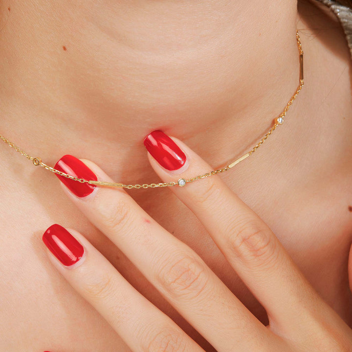 Tahira CZ Bezel Bar Chain Necklace