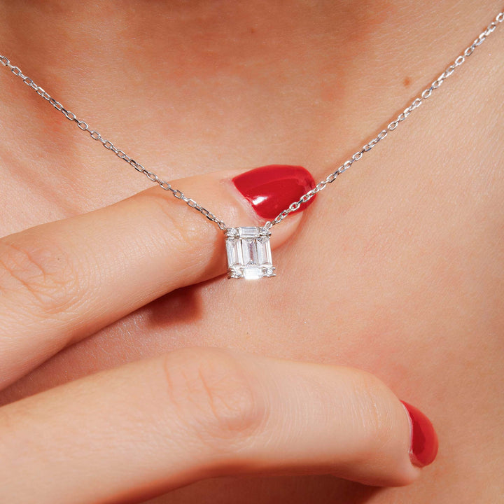 Cristal CZ Baguette Pendant Necklace