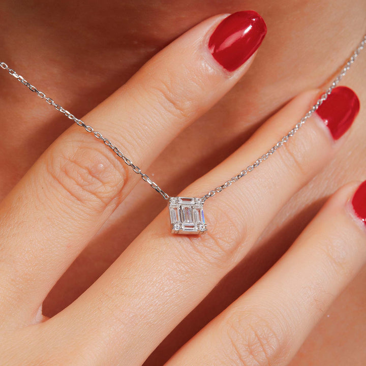 Cristal CZ Baguette Pendant Necklace