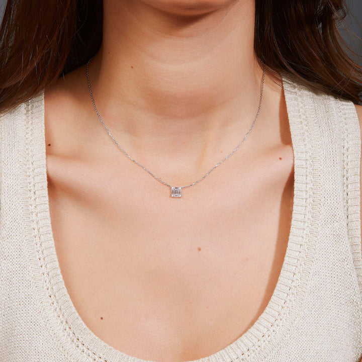 Cristal CZ Baguette Pendant Necklace
