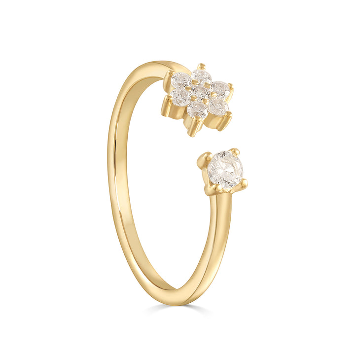 Nil Diamond Flower Open Ring
