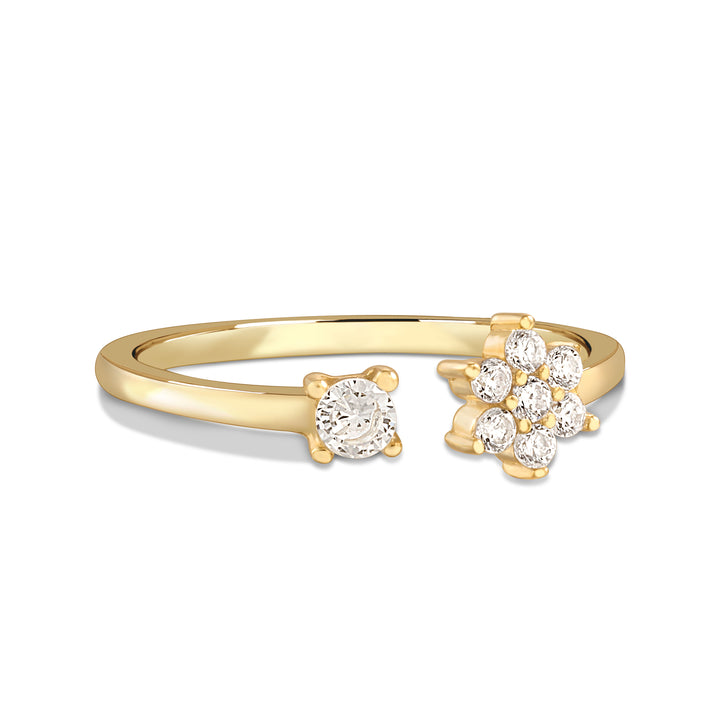 Nil Diamond Flower Open Ring