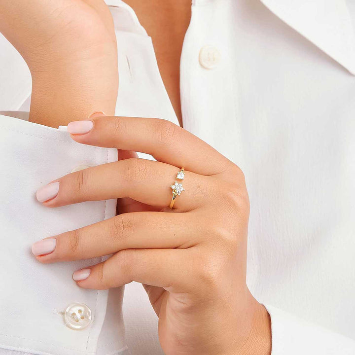 Nil Diamond Flower Open Ring