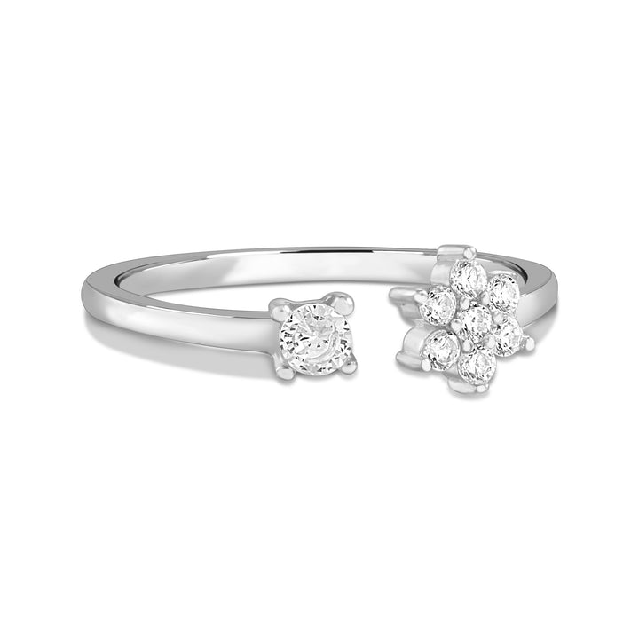 Nil Diamond Flower Open Ring