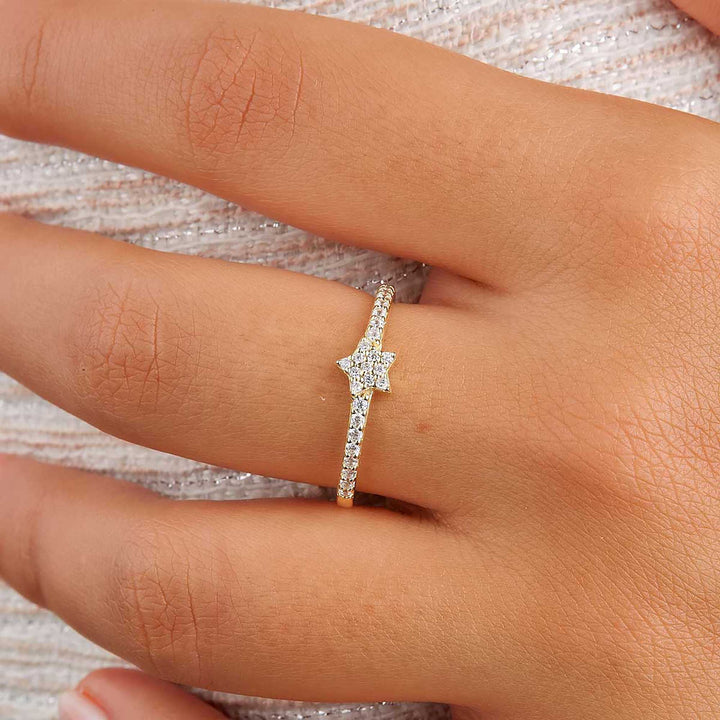 Marie Pave Diamond Star Stacker Ring