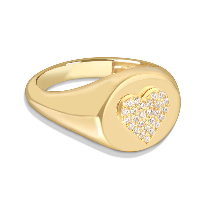 Amor Heart Pave Signet Ring