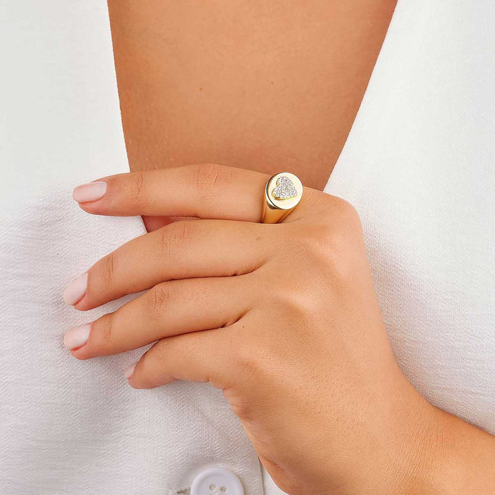Amor Heart Pave Signet Ring