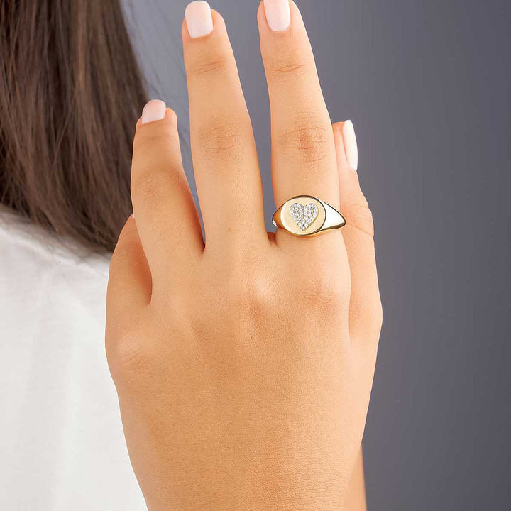 Amor Heart Pave Signet Ring